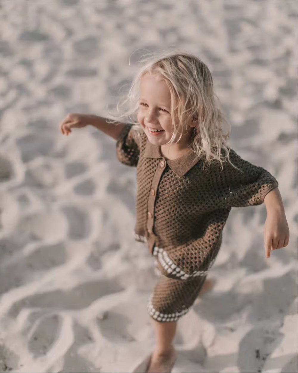 Stickat Babyset Bomull 0–3 År – Unisex Sommaroutfit i Brunt | Andningsbar & Bekväm