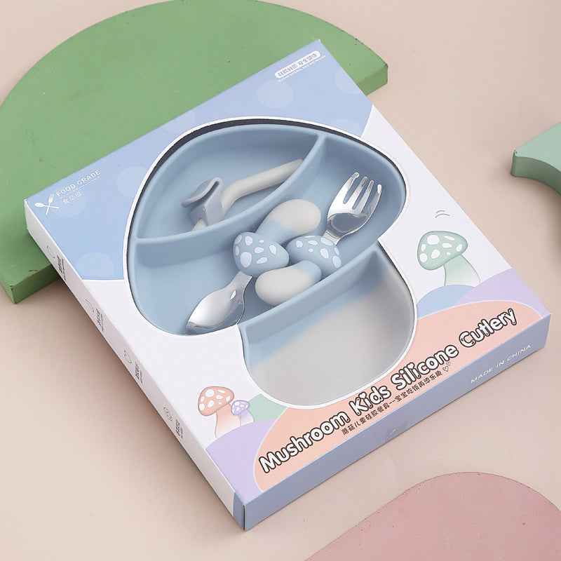 MiniMeal Tallriksset för småbarn – Säker & halkfri tallrik för bebisar från 6 månader | Silikon­tallrik med sugpropp och bestick