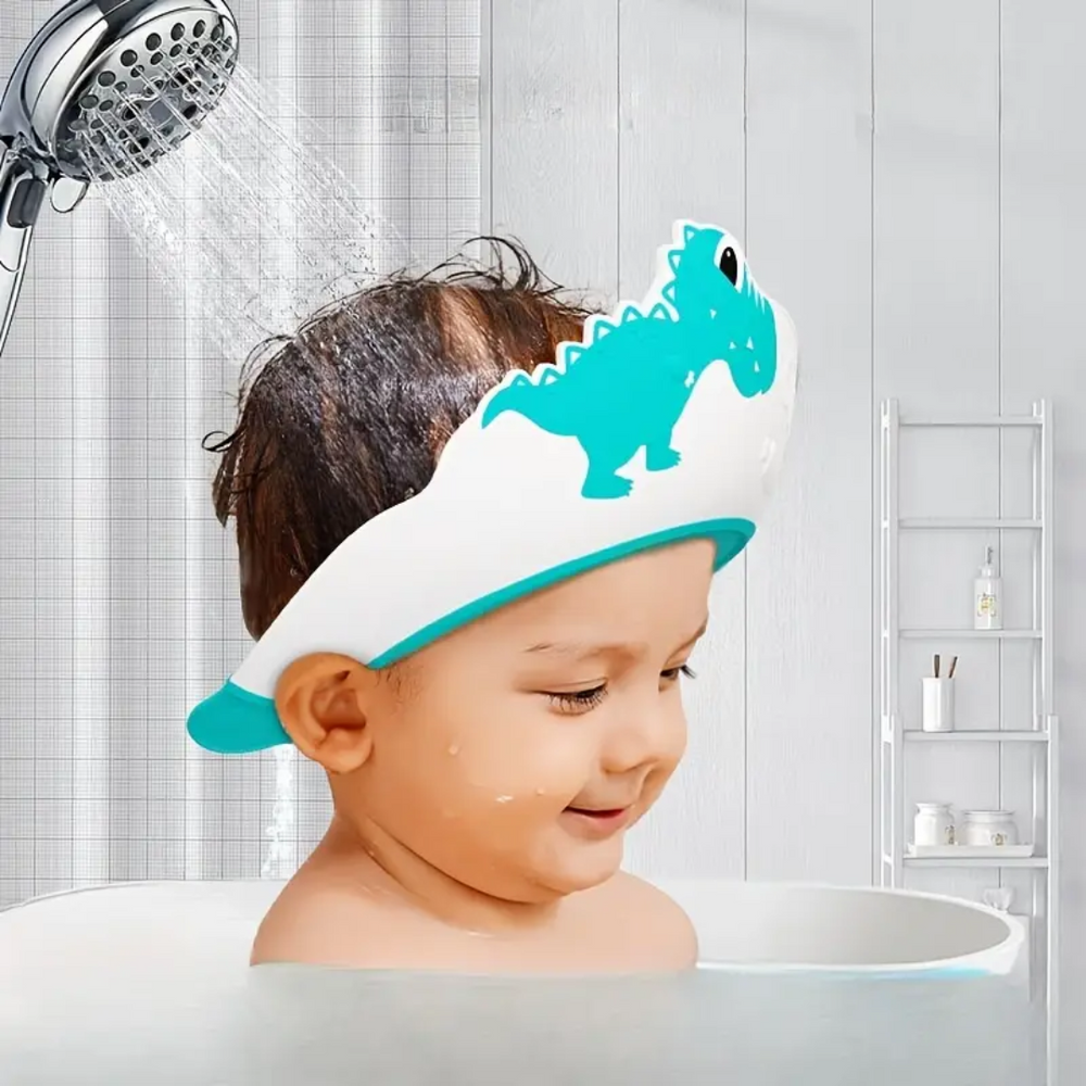 DinoSplash Baby Badmössa – Skydd mot Schampo och Vatten för Babys och Småbarn