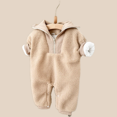 Jumpsuit/Overall i Fleece – Baby, Rosa/Brun, Bomull, Storlek 0–2 år