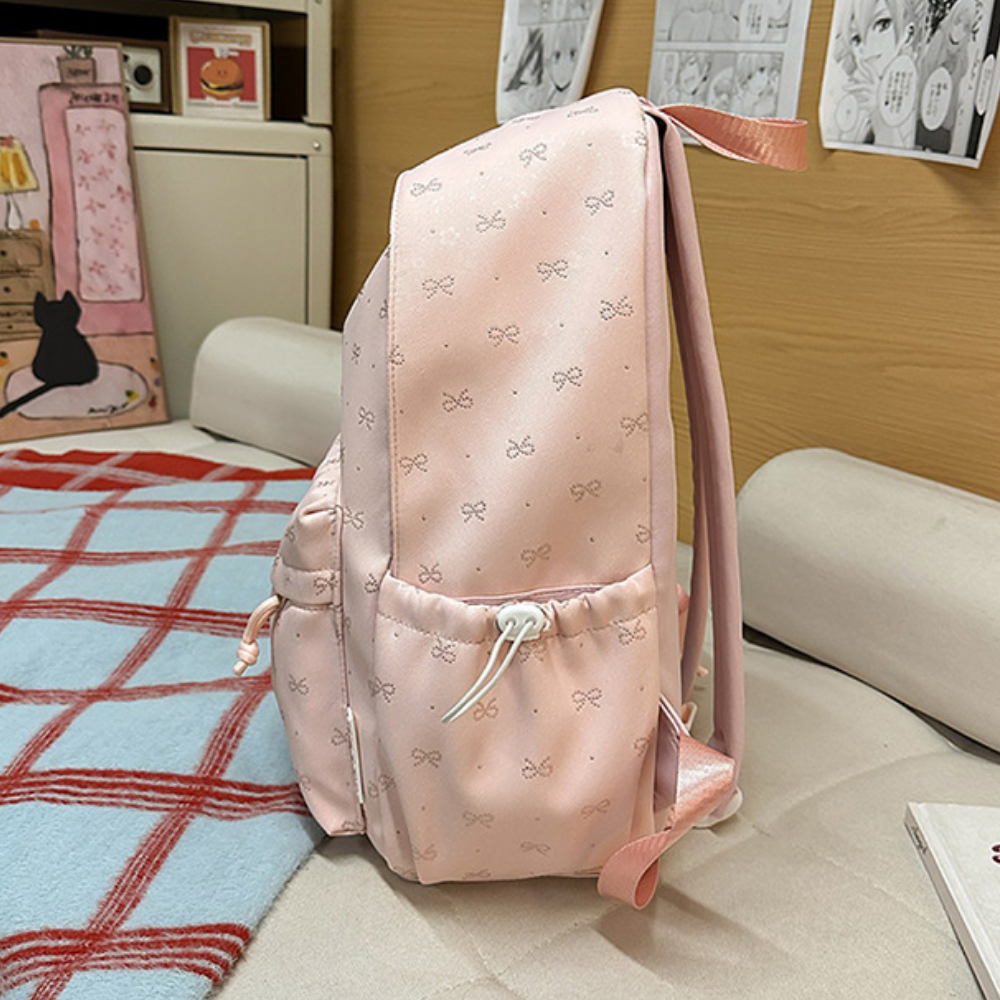 Skolryggsäck med broderade rosetter – rymligt huvudfack, framficka, sidofickor | ryggsäck tjej