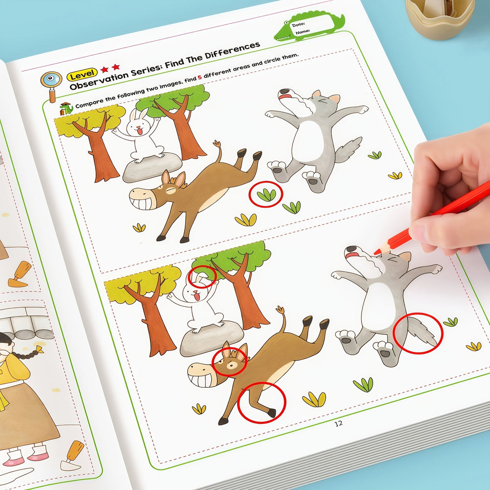 Hitta Skillnaden Aktivitetsbok – 2-Pack Pedagogisk Pusselbok för Barn