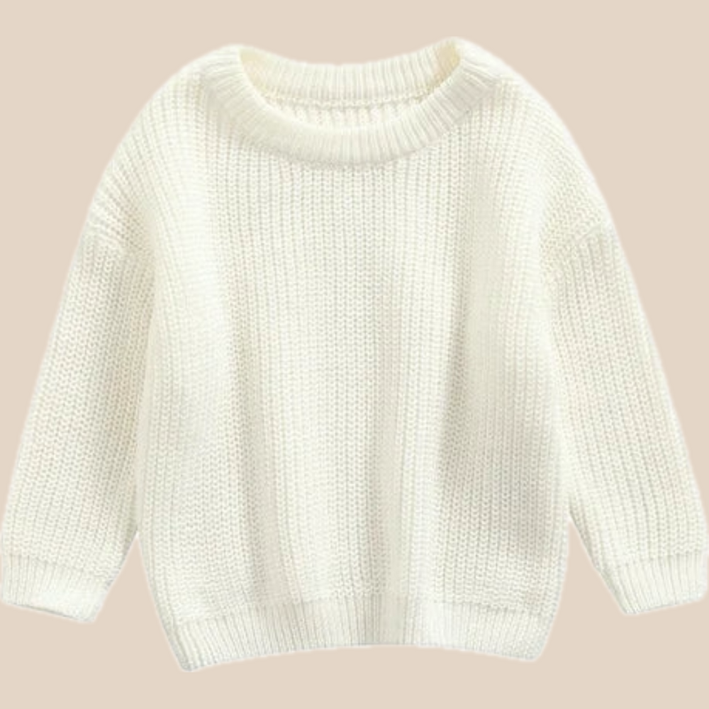 Stickad Tröja – Amba Unisex, Vit/Svart/Blå/Rosa/Grön/Grå/Brun, Bomull, Storlek 0–6 år
