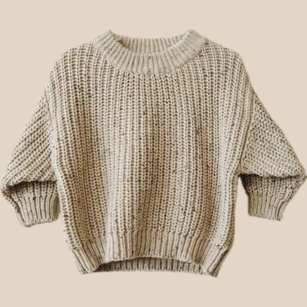 Stickad Tröja – Baki Unisex, Beige/Offwhite, Bomull, Storlek 0–4 år