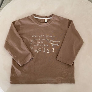 Långärmad tröja – LittlePaws Unisex, Vit/Brun, Bomull, Storlek 0–6 år