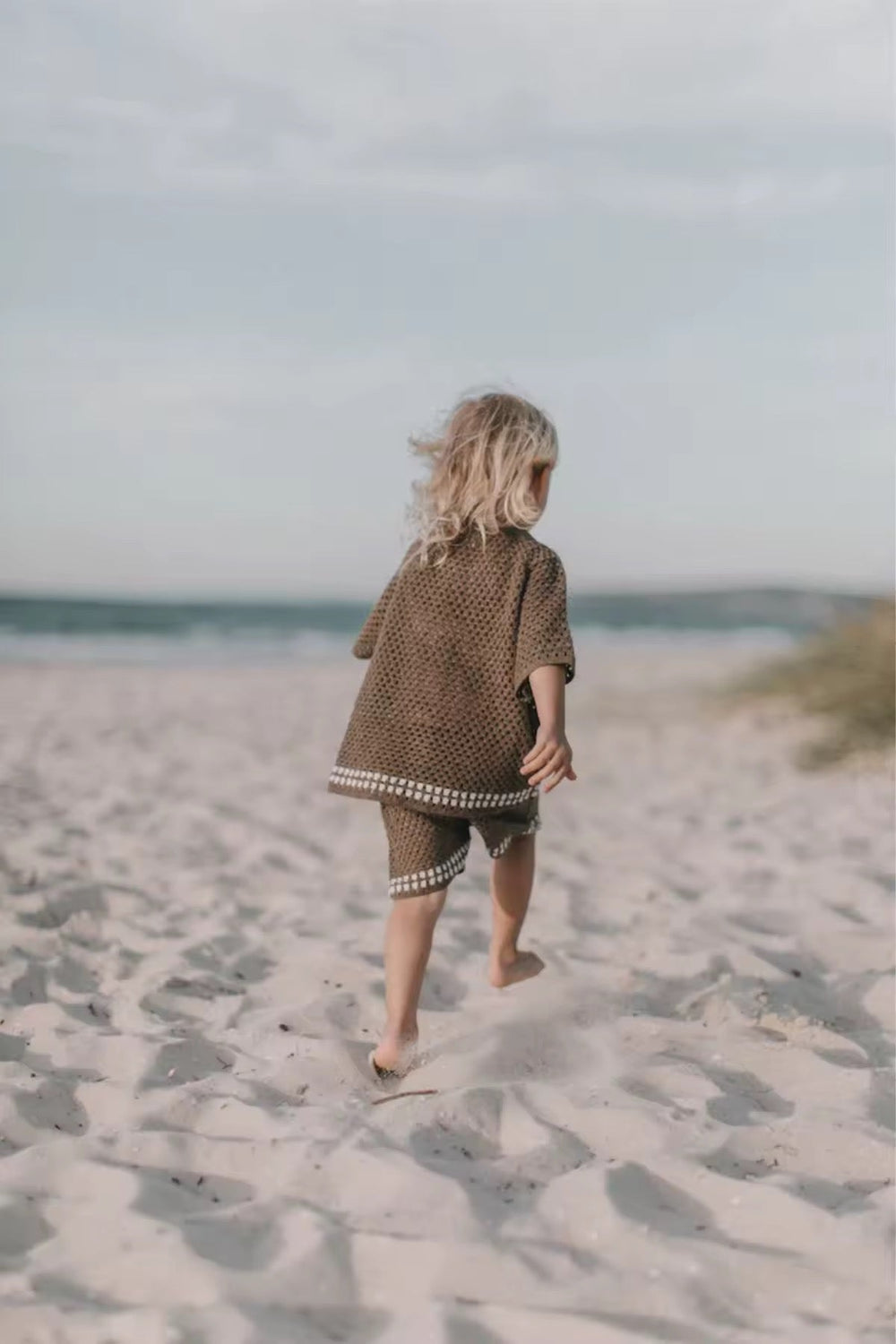 Stickat Babyset Bomull 0–3 År – Unisex Sommaroutfit i Brunt | Andningsbar & Bekväm