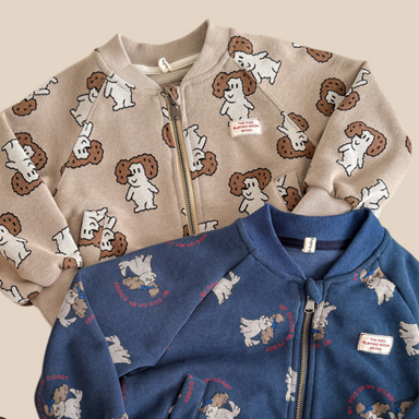 Väst med hundtryck – PuppyPals Unisex, Blå/Brun, Bomull, 0–6 år