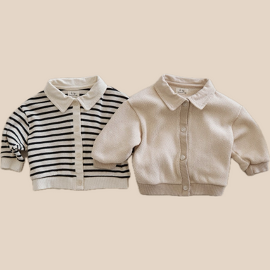 Kofta – Little Chic Unisex, Beige/Blå, Bomull, Storlek 0–3 år