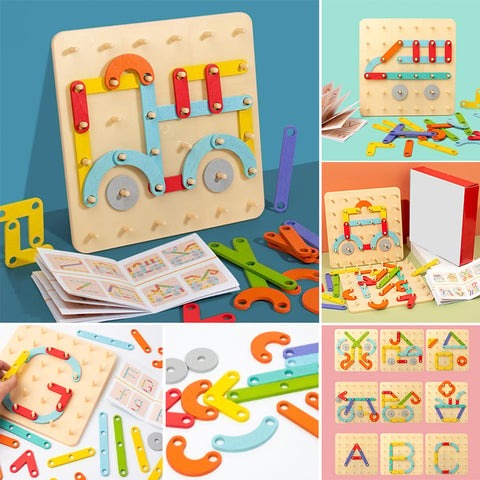 CreatiBoard Montessori Pusselbräde för Barn – Pedagogiskt Träleksak för Kreativitet och Färdigheter