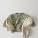 Sweatshirt med Blommönster – Glada Blommor Flickor, Grön/Gul/Beige, Bomull, Storlek 0–3 år