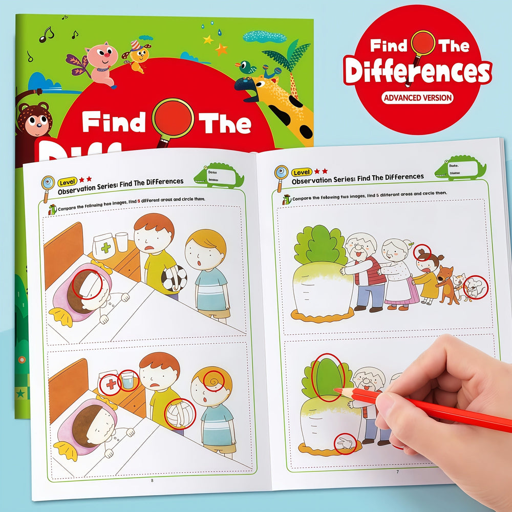 Hitta Skillnaden Aktivitetsbok – 2-Pack Pedagogisk Pusselbok för Barn