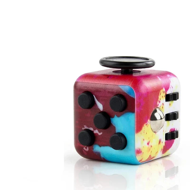 Fidget cube med 6 taktila sidor – tysta klickknappar, stålkula, fickformat | fidgetkub