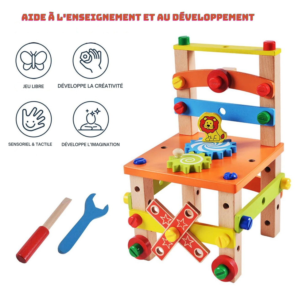 Upptäck världen av byggande med MiniMaker Arbetsstol – Montessori utbildningsleksak för små byggare