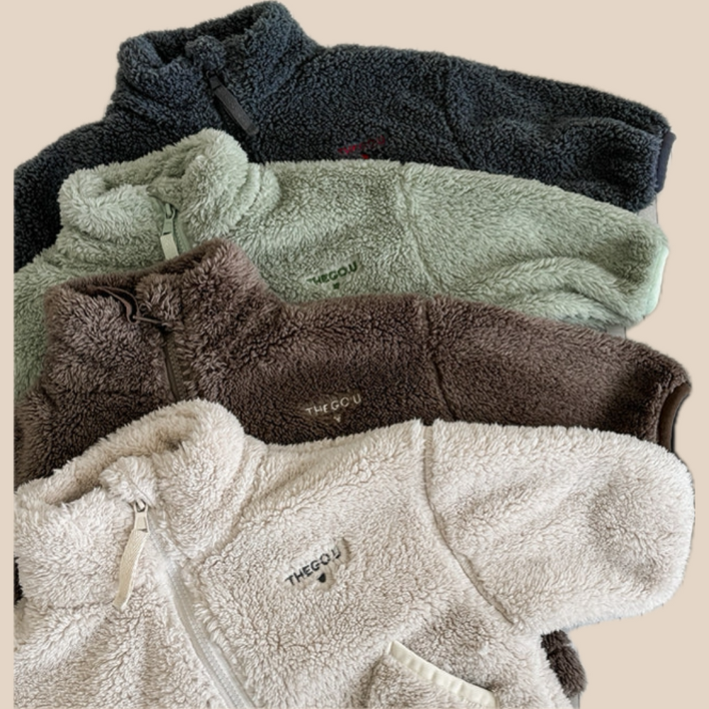 Teddy fleeceväst – FluffyNest Flickor, Beige/Grön/Grå/Brun, Bomull, Storlek 0–6 månader