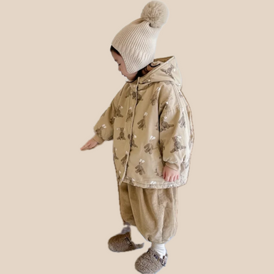 Jacka med Huva – Knuffel Unisex, Brun/Beige, Polyester, Storlek 0–6 år