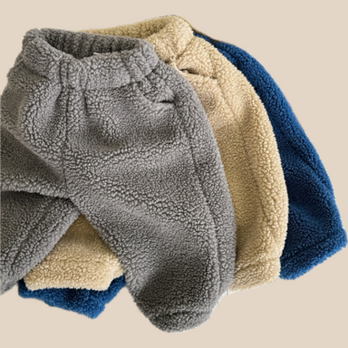 Teddyjoggingbyxa – Snuggle Unisex, Brun/Grå/Blå, Bomull, Storlek 0–6 år