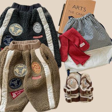 Teddy Joggingbyxa – SnugTrail Unisex, Brun/Grå, Bomull, Storlek 0–6 år