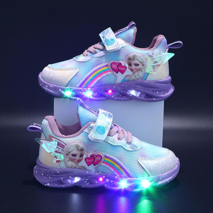 Rainbow Glitter LED Barnsneakers – Lysande Sula | Stl. 22-35