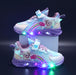 Rainbow Glitter LED Barnsneakers – Lysande Sula | Stl. 22-35