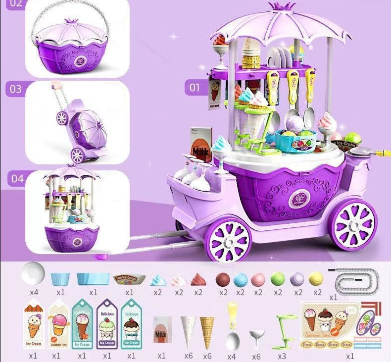 Glassvagn Lekvagn för Barn – 69 Tillbehör för Kreativ Rollek & Fantasi