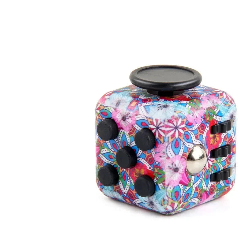 Fidget cube med 6 taktila sidor – tysta klickknappar, stålkula, fickformat | fidgetkub