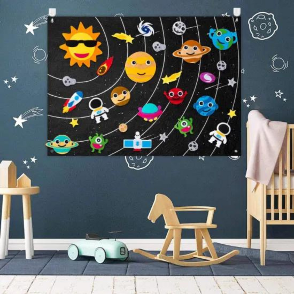 Pedagogiskt Rymdspel i Filt för Barn – DIY Lärorikt Universumleksak