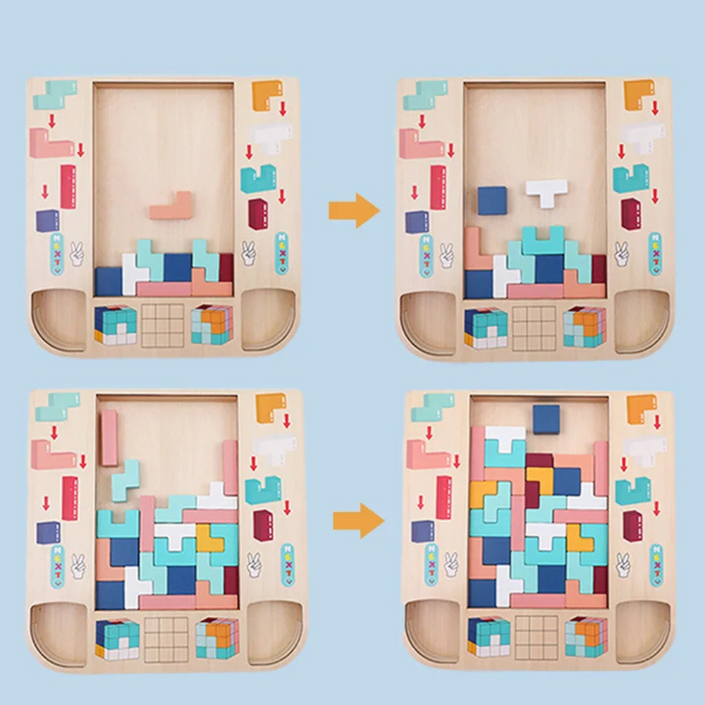 Träpussel Tetris-bräda för barn – Pedagogisk leksak för finmotorik och logiskt tänkande