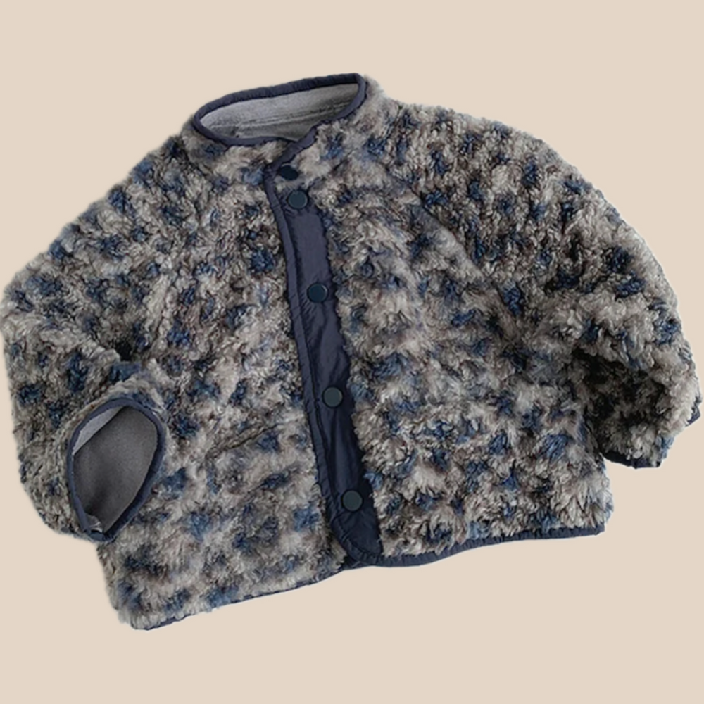 Jacka med leopardmönster – Muziyouyou Unisex, Blått leopardmönster, Bomull, Storlek 0–6 månader