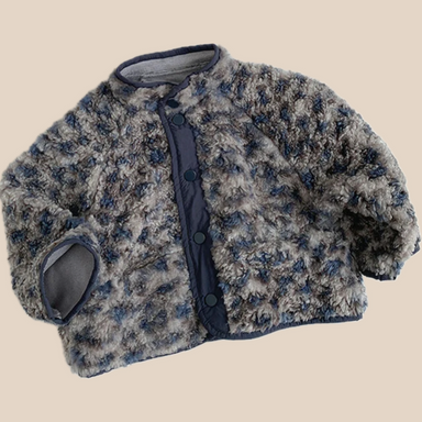 Jacka med leopardmönster – Muziyouyou Unisex, Blått leopardmönster, Bomull, Storlek 0–6 månader