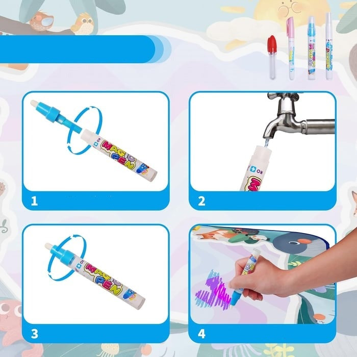 Water Magic Ritmatta för Barn – Kladdfri Kreativ Lek med Vattenpenna