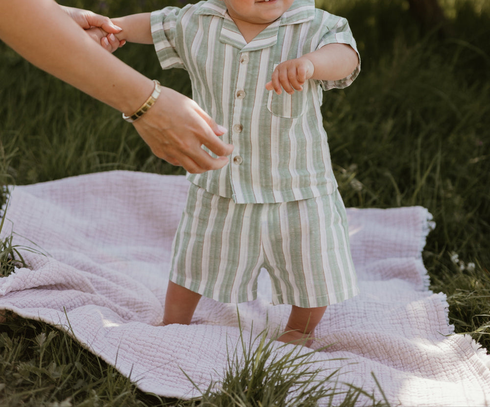Baby Sommarset 0–3 år – Randig t-shirt & shorts i bomull | Unisex-outfit
