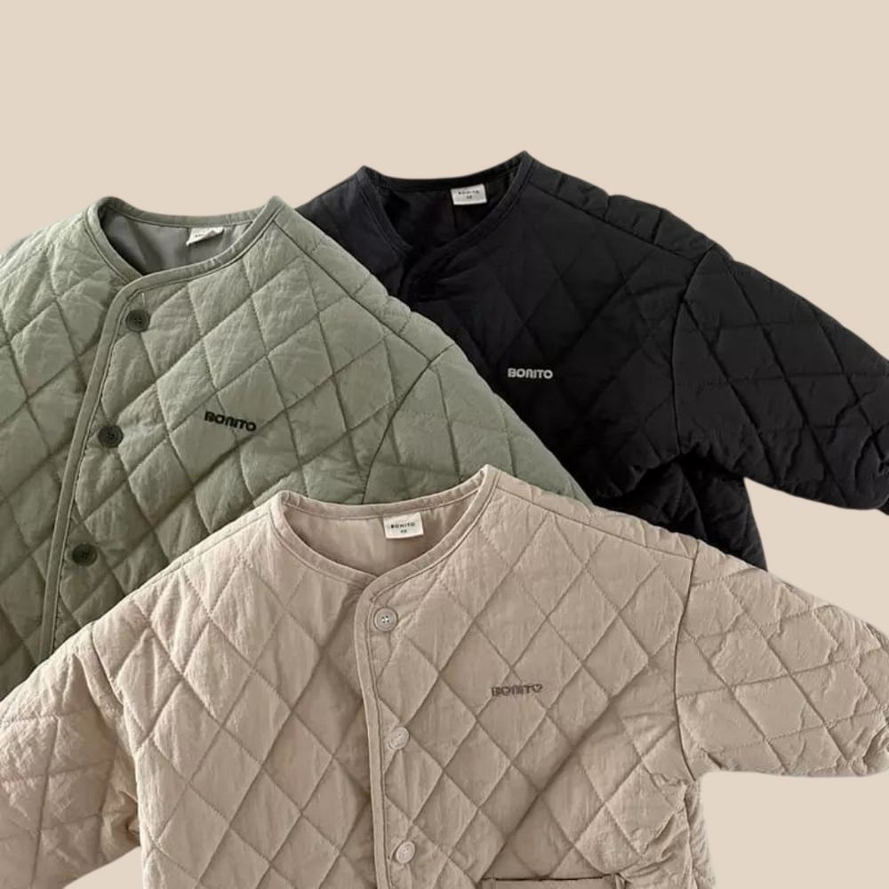 Vadderad jacka – Bonito Unisex, Beige/Svart/Grön, Bomull, Storlek 0–4 år
