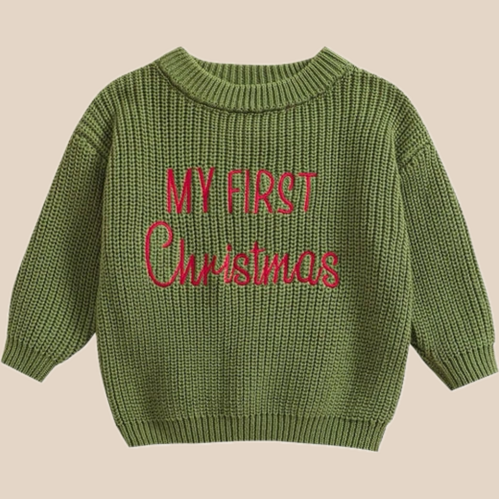 Jultröja – Min Första Jul Unisex, Grön/Röd/Khaki/Vit, Bomull, Storlek 0–2 år