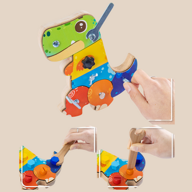 Träbaserad 3D Dino Byggsats – Pedagogiskt STEM-leksak, Bygg & Lek, Motorisk Utveckling, från 2 År