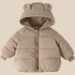Vinterjacka med Björnöron och Ribbad Struktur – Lusa Flicka, Brun/Vit/Rosa/Beige, Polyester, Storlek 0–8 år