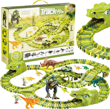 Dino Racbana för Barn – 140-delars Flexibel Bana med Dinosaurieleksaker