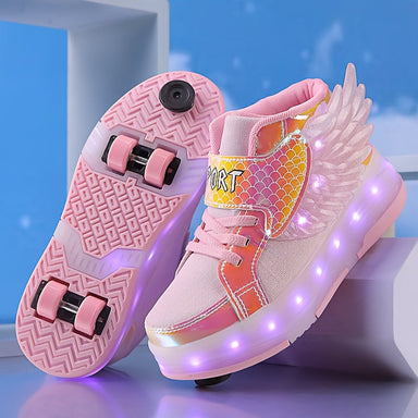 GlowSkate LED Rullskridsko Sneakers med Vingar – Flickor | Stl. 29-37