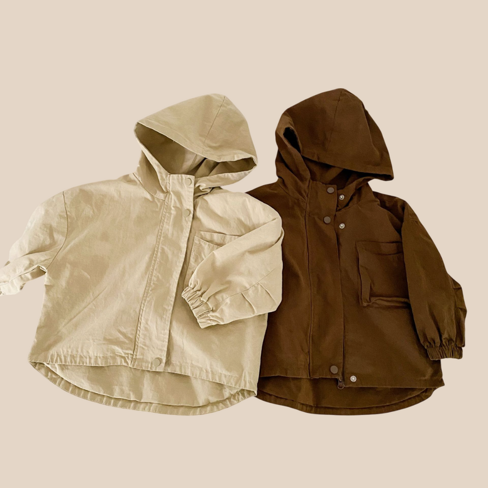 Vindjacka Parkas – CozyShield Unisex, Beige/Brun, Bomull, Storlek 0–8 år