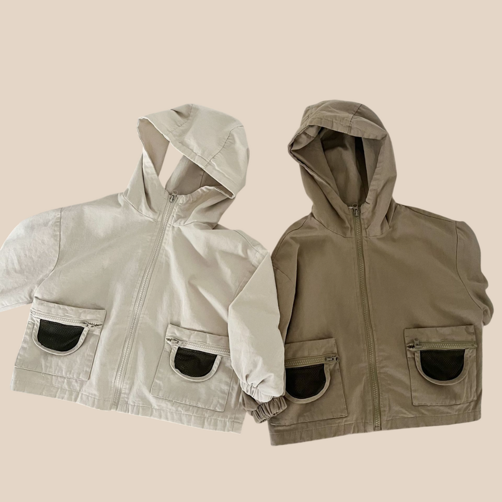 Jacka med huva – AdventurePals Unisex, Beige/Brun, Bomull, Storlek 0–8 år