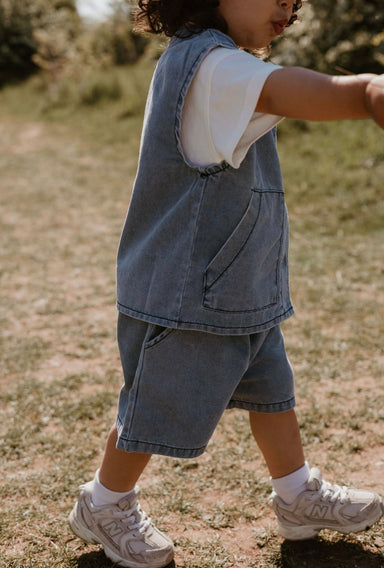 Ärmlöst Baby Denim Set – Sommar Koordinerat Set för Småbarn (0–4 år) | Mjukt & Andningsbart Bomull