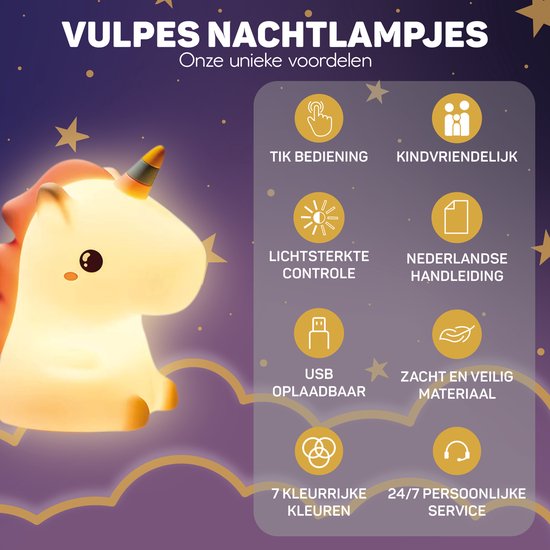 Unicorn Nattlampa för Barn – Magisk Sovvän med USB laddning