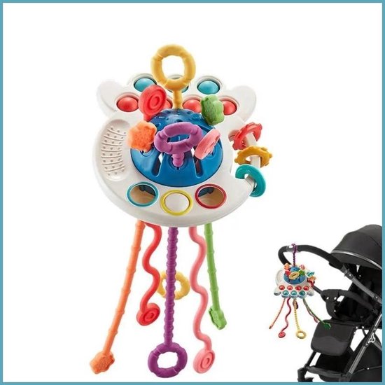 Sensoriskt leksak – OctoPlay bläckfisk, interaktiv babyleksak, BPA-fri, fidgetleksak, pedagogisk & motorisk utveckling