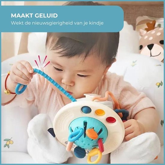 Sensoriskt leksak – OctoPlay bläckfisk, interaktiv babyleksak, BPA-fri, fidgetleksak, pedagogisk & motorisk utveckling