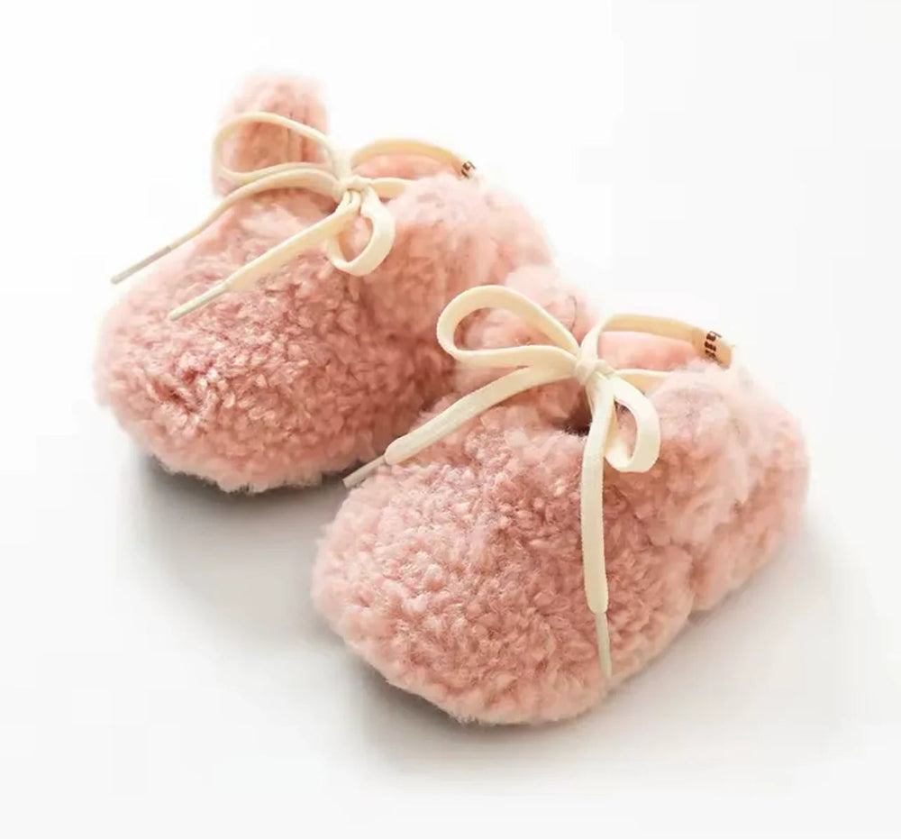 Halkfria Bunny-tofflor för Bebisar – MoreForMini Unisex, Rosa, Ull, Storlek 0–2 År
