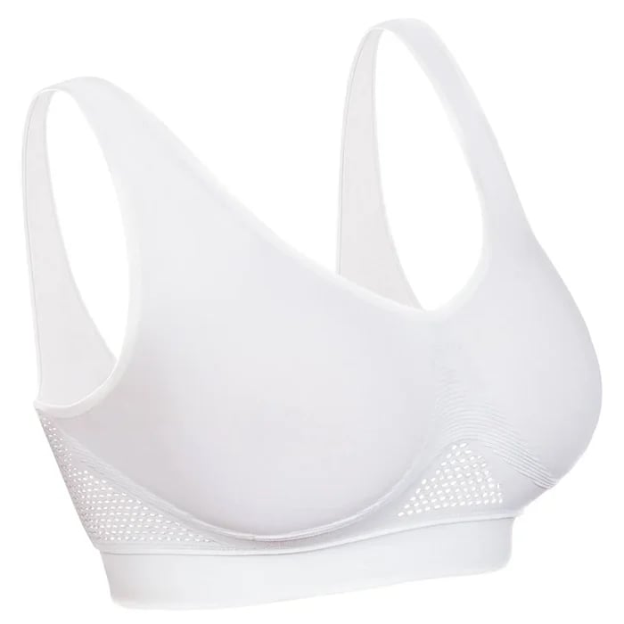 Bygelfri bh med lyfteffekt i andningsaktiv nylon – utan hakar, ventilationszoner | komfort-bh