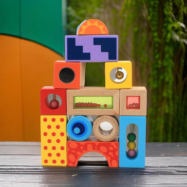 Träklossar för Baby, Småbarn och Förskolebarn – Pedagogiskt Leksak för Kreativt Byggande från 1 År