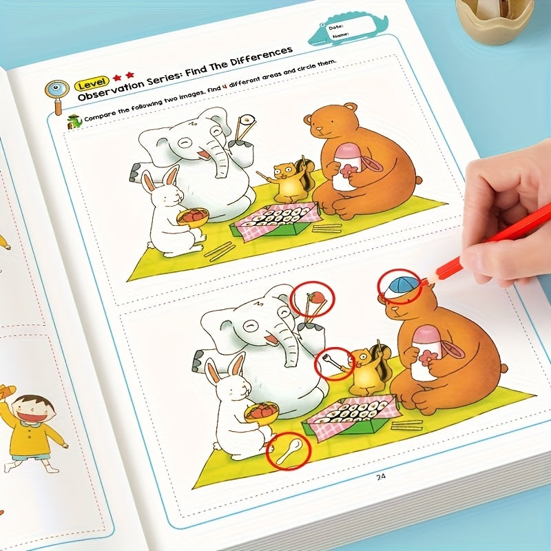 Hitta Skillnaden Aktivitetsbok – 2-Pack Pedagogisk Pusselbok för Barn