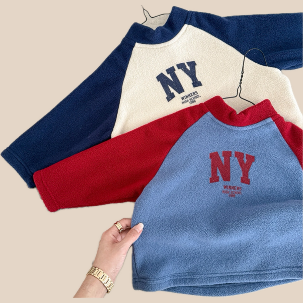 Tröja med fleece – CityStyle Unisex, Blå/Vit, Bomull, Storlek 0–6 år