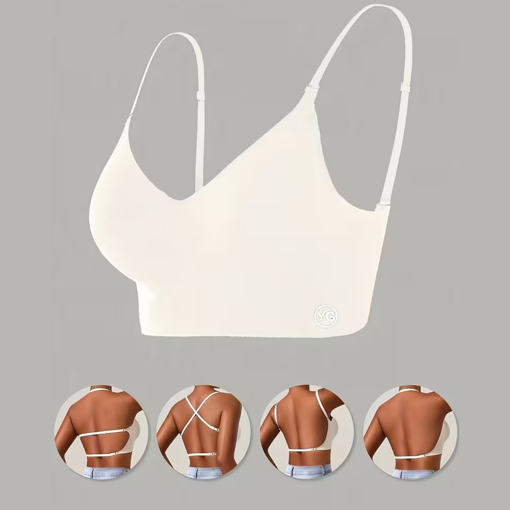 Sömlös bh för öppen rygg – justerbara multiway-band, djup V-ringning, nylon | rygglös behå