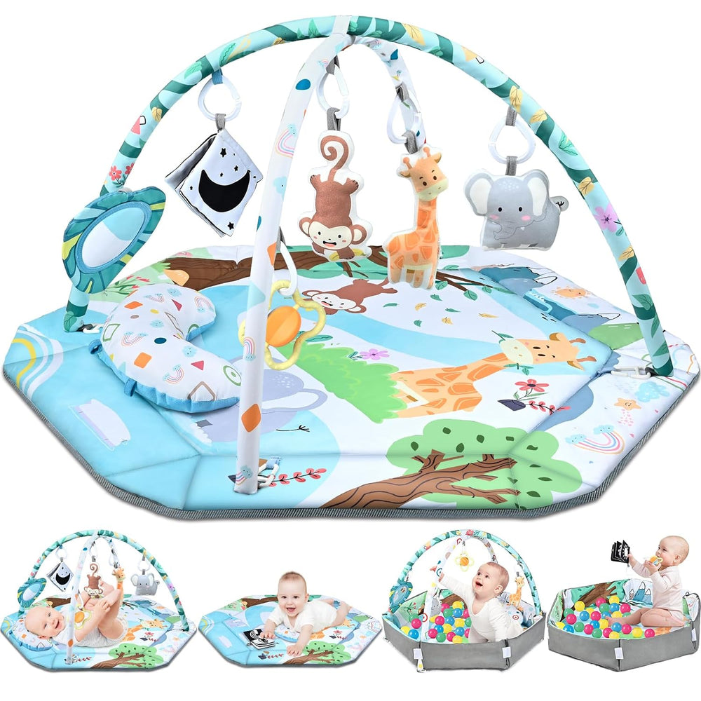 Babygym & lekmatta för baby – 8-i-1 aktivitetsmatta med leksaker (0+ månader)